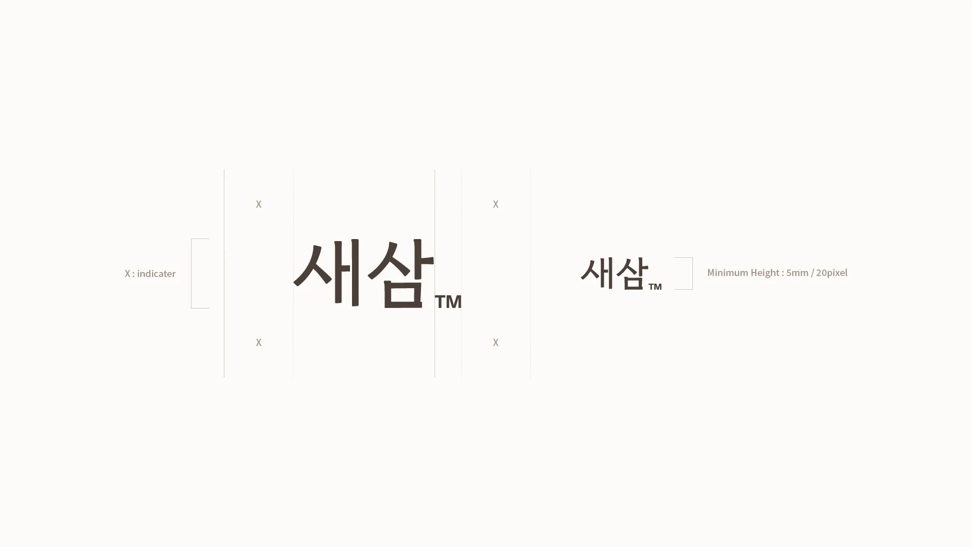 Minimum size and clear space guidelines for the SESAM brand logo, essential for maintaining consistent brand identity. SESAM logo clear space and minimum size guidelines on a brand guideline page.